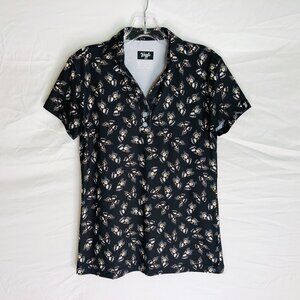 Waggle Women's Size Small Butterfly Print Performance Golf Polo Shirt